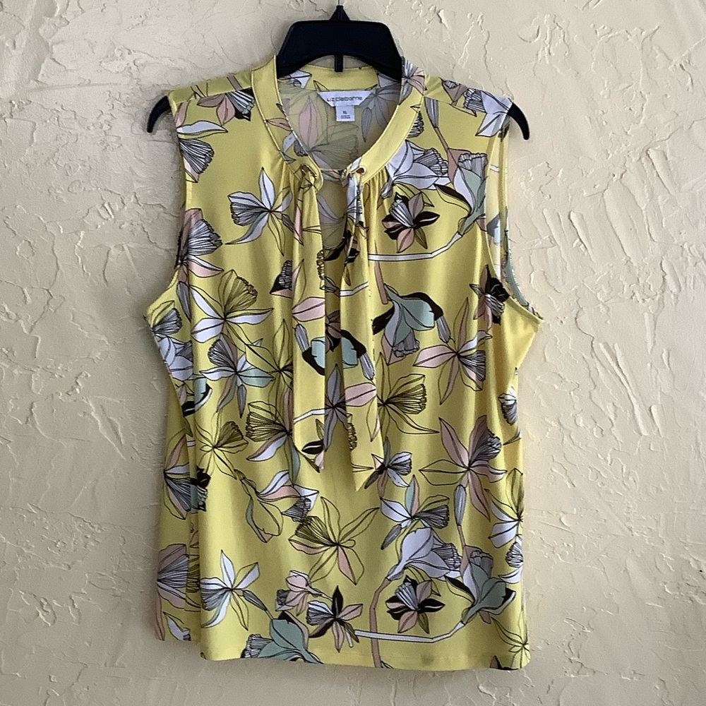 Liz Claiborne Yellow Floral Sleeveless Top